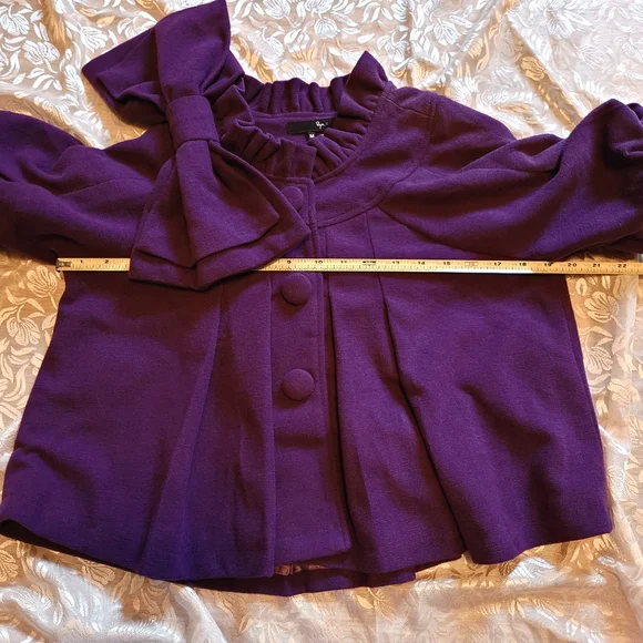 NWT Ryu Swing Coat Jacket in Purple Puff Sleeves & Big Bow Size Medium - Picture 10 of 13
